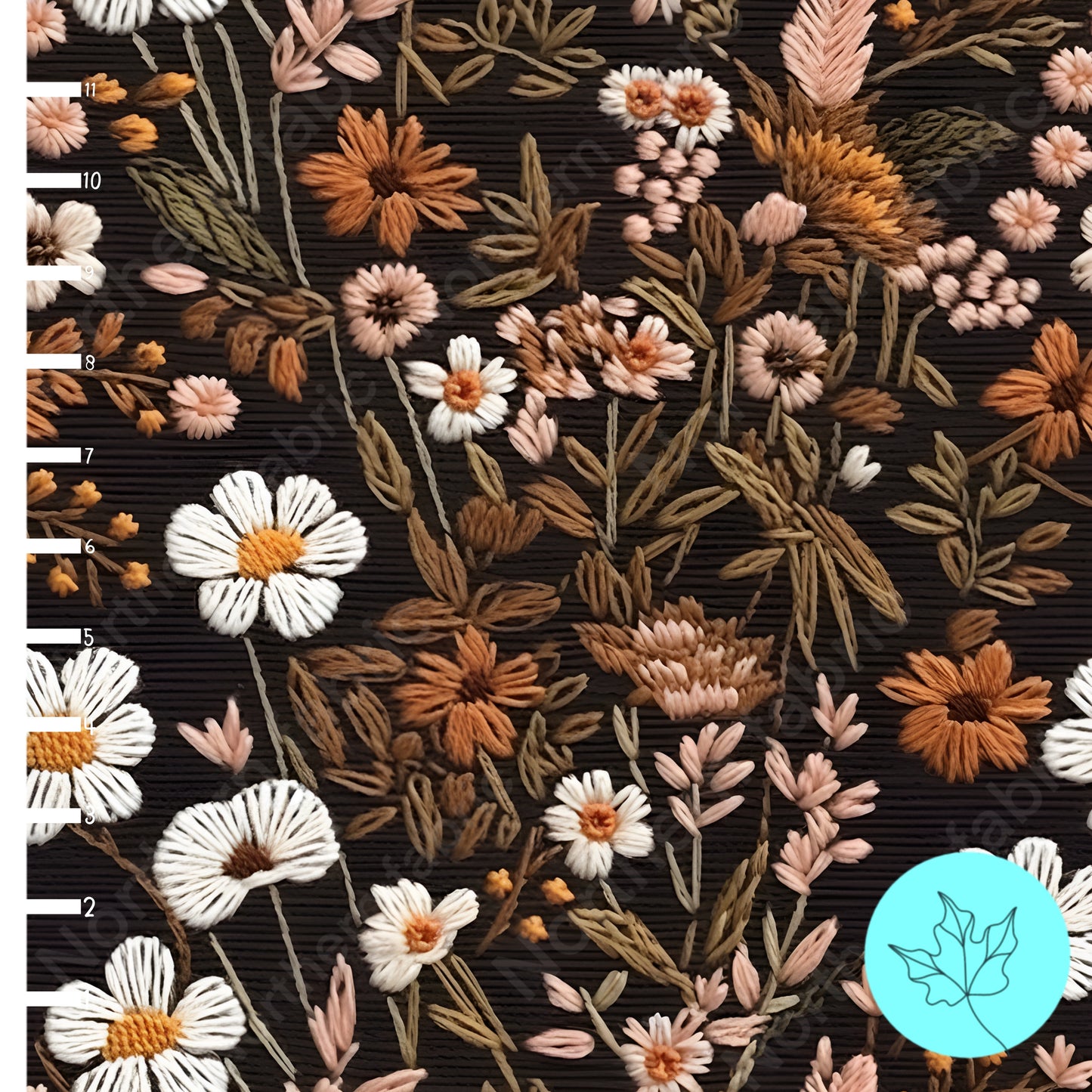 Neutral embroidery floral on dark
