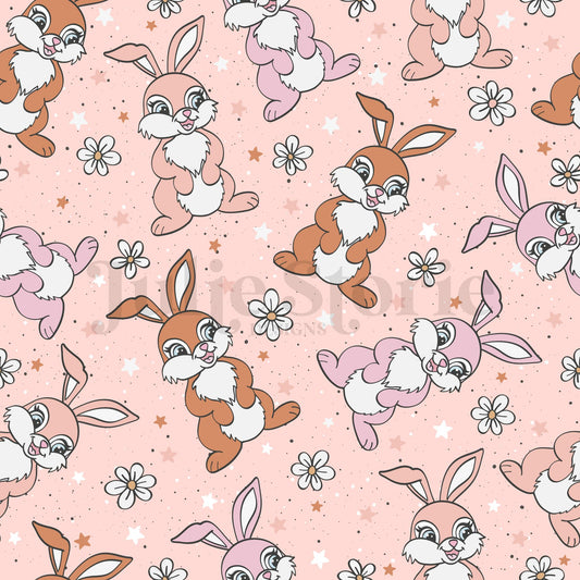 bright pink bunnies - JULIE STORIE Cotton Lycra 210-220 gsm