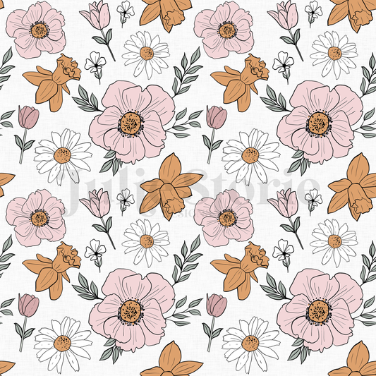 Flowers JULIE STORIE DESIGNS (small scale) Vinyl Sheet (8.5inches x 11inches)