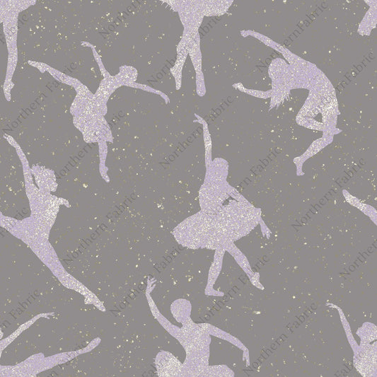 Glitter dancers on cotton French Terry